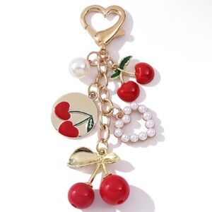 Purse Charm - Red Cherry and Heart